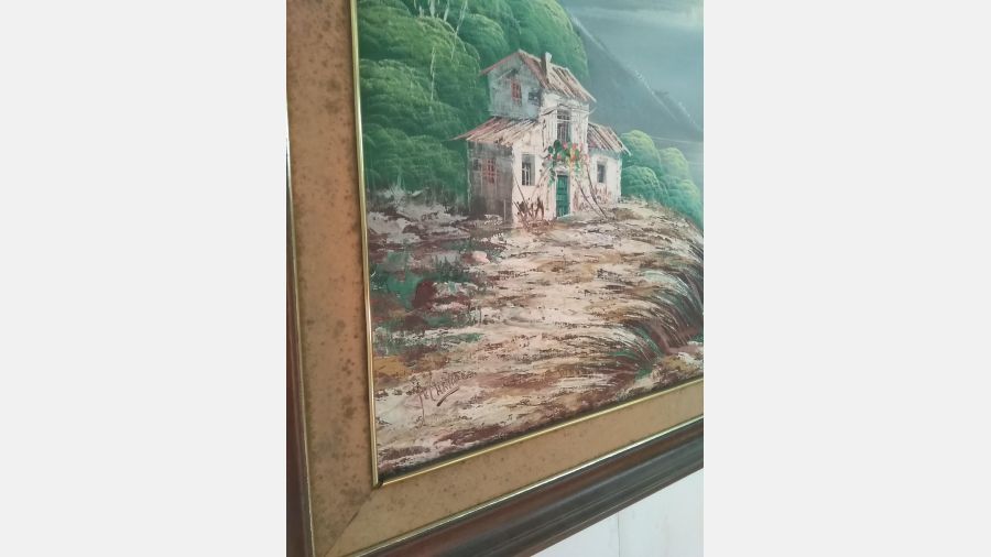 Quadro Tela antiga pintada á mão 