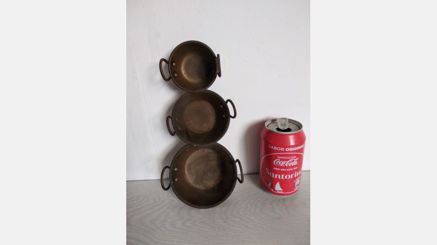 Conjunto de 3 tachos em cobre