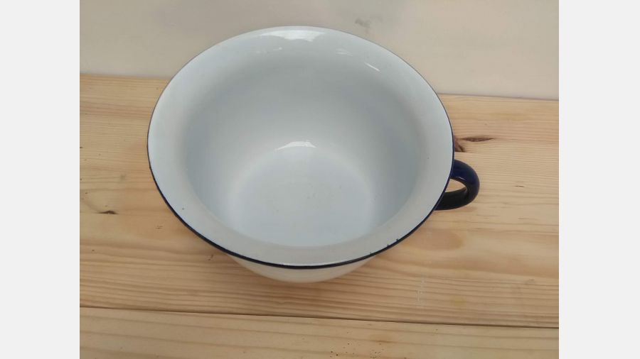 Penico esmaltado Azul e Branco Diam. 24cm