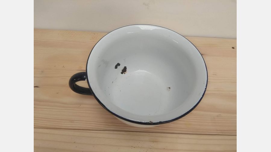 Penico esmaltado Azul e Branco Diam. 22cm