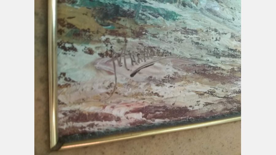 Quadro Tela antiga pintada á mão 