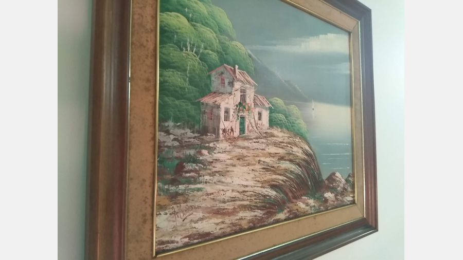 Quadro Tela antiga pintada á mão 