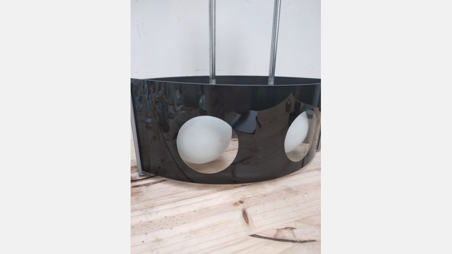 Candeeiro de tecto em vidro preto