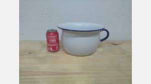 Penico esmaltado Azul e Branco Diam. 24cm