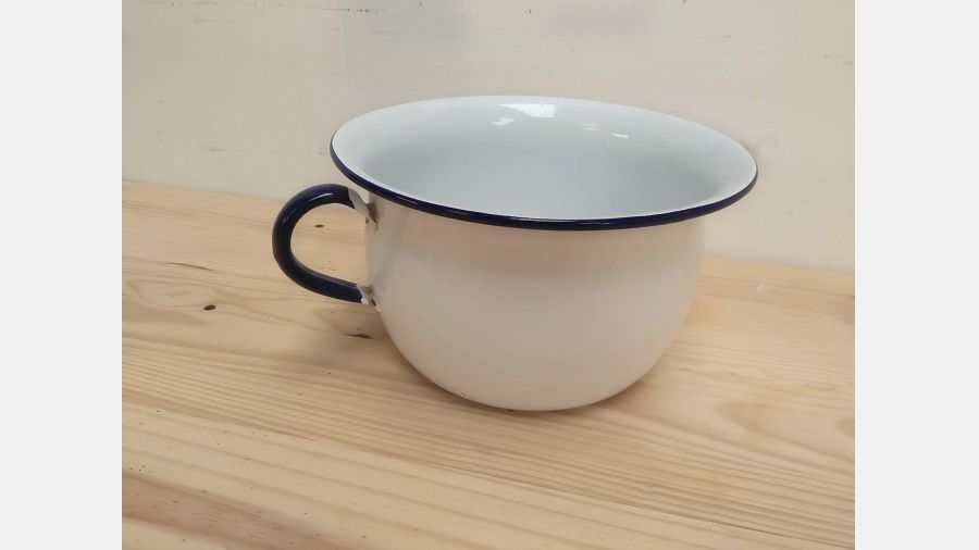 Penico esmaltado Azul e Branco Diam. 24cm