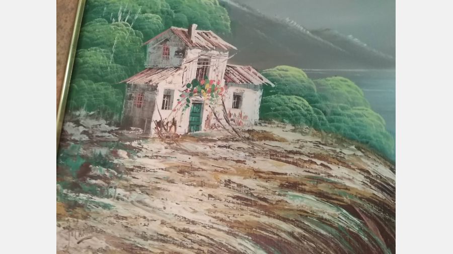 Quadro Tela antiga pintada á mão 