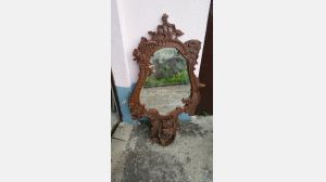 Antigo Espelho em Madeira Talhada Talha 116x63cm detalhes fantásticos