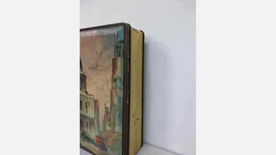 Caixa lata metálica vintage anos 40 Catedral St. Paulo