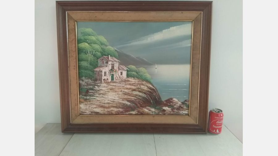 Quadro Tela antiga pintada á mão 