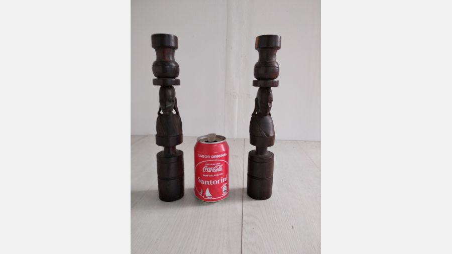 Conjunto de Castiçais de madeira em madeira de Pau Preto Africa