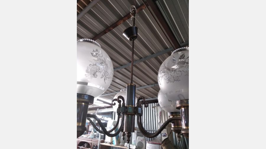 Candeeiro vintage latão e ferro