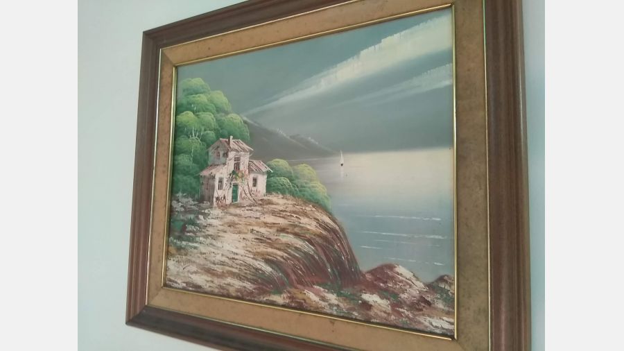 Quadro Tela antiga pintada á mão 